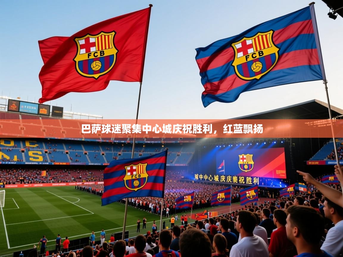 巴萨球迷聚集中心城庆祝胜利，红蓝飘扬  第1张
